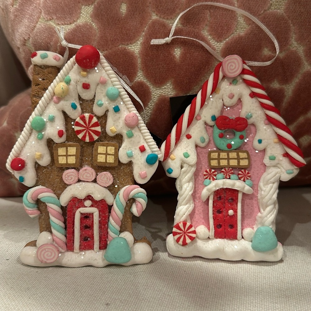 Hobby Lobby Christmas shoppers holiday ornament gingerbread house X 2